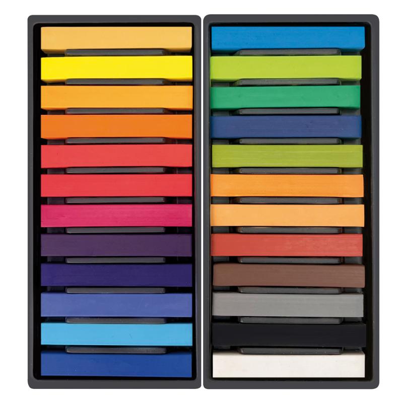 Milan Soft Pastels 24 pack featuring vibrant hues, perfect for blending and covering large areas in artwork.