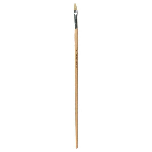 Bockingford FL 8-564 Flat Brush features durable Chinese bristles, aluminum ferrule, and a long lacquered handle for versatile painting.