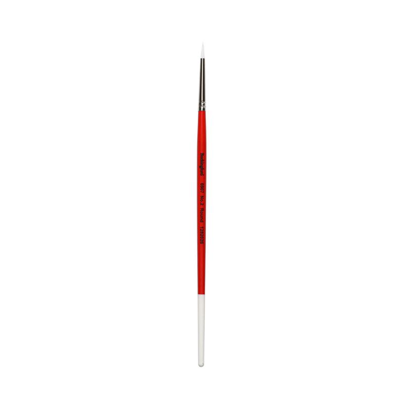 Bockingford 6907 Taklon round paint brush size 2 with white Taklon bristles, ideal for detailing and versatile medium application.