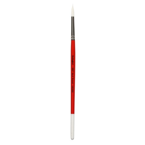 Bockingford 6907 round paint brush, size 6, with premium white Taklon bristles for precision in detailing and mixed media.