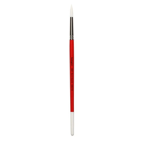 Bockingford Size 8 Taklon round paint brush with red lacquered handle, ideal for precision in various painting mediums.