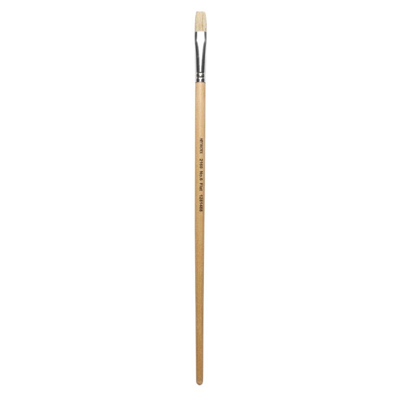 Artworx Paint Brush 2160 Flat Size 6 10mm with durable hog hair bristles, designed for smooth painting and blending.