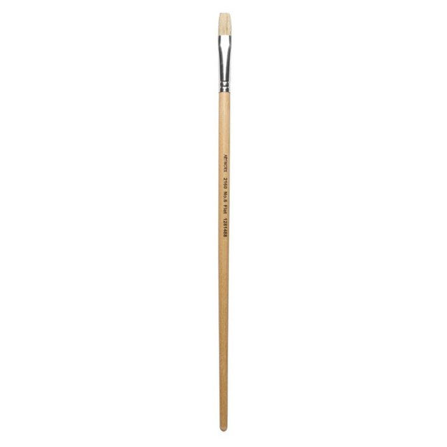 Artworx Paint Brush 2160 Flat Size 6 10mm with durable hog hair bristles, designed for smooth painting and blending.