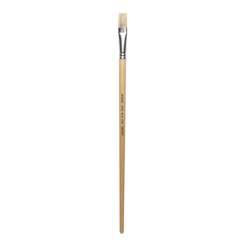 Artworx 2160 Flat Paint Brush Size 8: versatile, hog hair bristles for smooth strokes in acrylics, oils, and more.