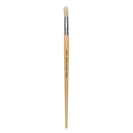 Artworx 2160 Round Brush Size 10 with hog hair bristles, ideal for smooth, even application across various painting mediums.