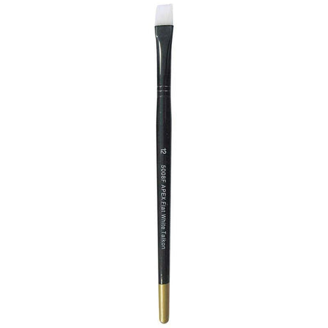 Bockingford 5008F 12 Flat Apex Brush features a Taklon head, durable ferrule, and short handle for precision in painting.