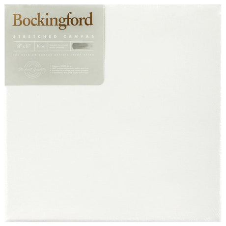 Bockingford Canvas 8x8" 10oz, 100% unbleached cotton, ideal for acrylic, oil, and airbrush paints, sturdy frame for durability.