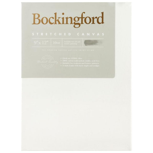 Bockingford 9x12 inch canvas on a sturdy 3/4 inch frame, perfect for acrylic, oil, and airbrush painting.