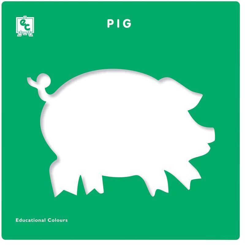 Large plastic stencils of farm animals including a Pig, Horse, Chicken, Cow, Sheep, and Goat, perfect for creative projects.