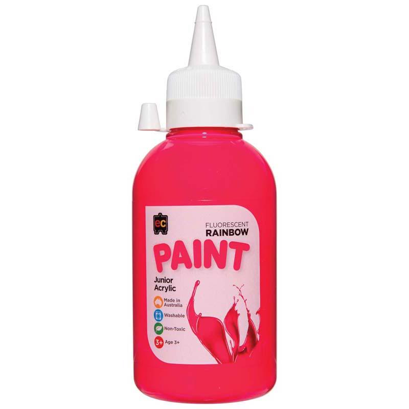 Bright pink paint in a 250ml bottle, ideal for vibrant art projects, fast-drying, non-toxic, and eco-friendly.