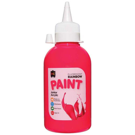 Bright pink paint in a 250ml bottle, ideal for vibrant art projects, fast-drying, non-toxic, and eco-friendly.