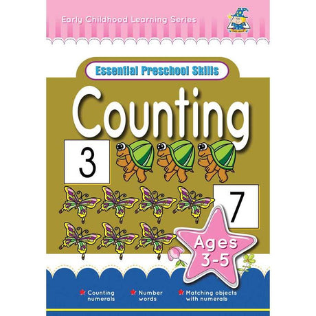 Colorful Greenhill Activity Book for 3-5 year-olds, designed for fun counting exercises and early math learning.