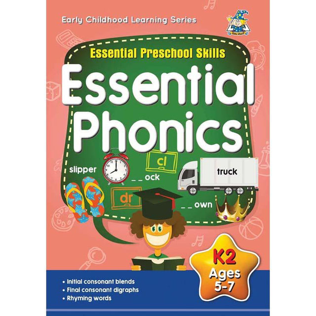 Colorful Greenhill Activity Book for 5-7 year olds, featuring engaging phonics activities to boost literacy skills.