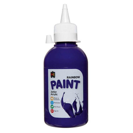 Vibrant 250ml EC Paint Rainbow Acrylic Purple in an eco-friendly bottle, perfect for artists and craft activities.