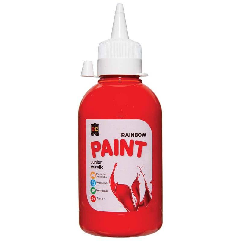 Vibrant EC Paint Rainbow Acrylic Brilliant Red 250ml, ideal for all ages, perfect for bold, fast-drying craft projects.