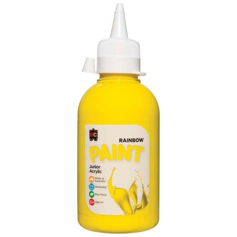 Brilliant yellow 250ml acrylic paint in eco-friendly packaging, perfect for vibrant artwork and safe for young creators.