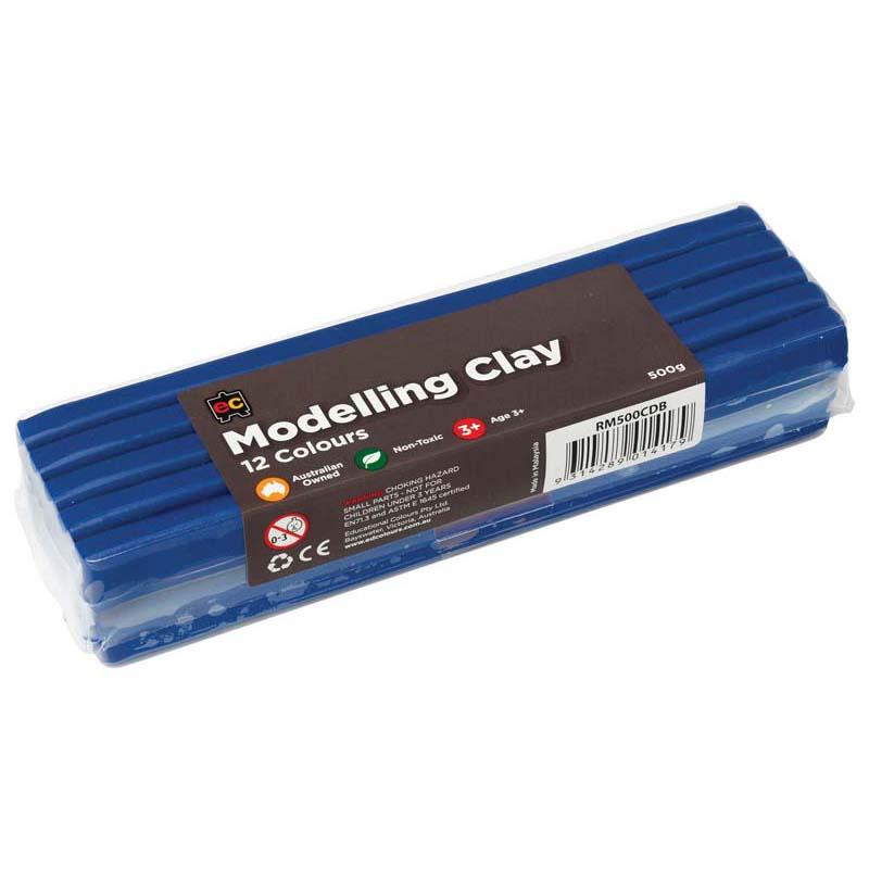 Dark blue EC Modelling Clay 500g, non-toxic and reusable, ideal for artists and crafters of all ages.