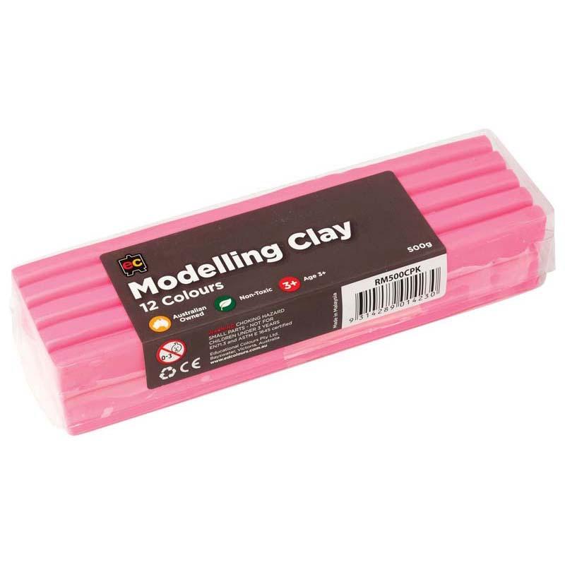 Pink EC Modelling Clay 500gm, soft and pliable, perfect for creative projects and safe for artists of all ages.