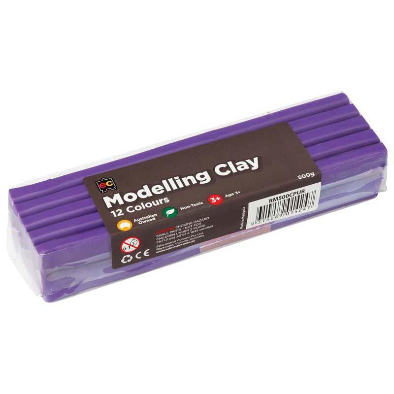 Vibrant purple EC Modelling Clay 500gm, smooth, non-toxic, reusable for artists and children, perfect for creative projects.