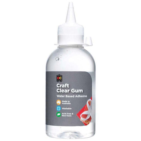 EC Craft Clear Gum 250ml – a versatile, non-toxic adhesive for art projects, dries clear for seamless results.