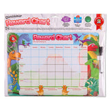 Magnetic dinosaur reward chart with 40 colorful magnets and write-on/wipe-off surface for encouraging children's achievements.