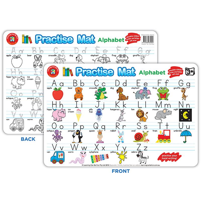 Colorful LCBF Practise Mats Alphabet for kids 3+, ideal for literacy and numeracy skills with dry-erase functionality.