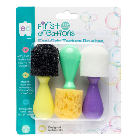 Easi-Grip Texture Brushes Set 3 for young artists, designed for easy grip and sensory fun in painting and crafts.