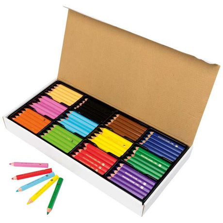 Pack of 120 jumbo hexagonal pencils in assorted washable colors, designed for easy grip and vibrant coloring.