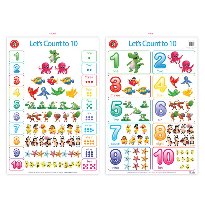 Colorful LCBF Wall Chart poster featuring numbers 1 to 10, designed to engage early learners in counting and number recognition.