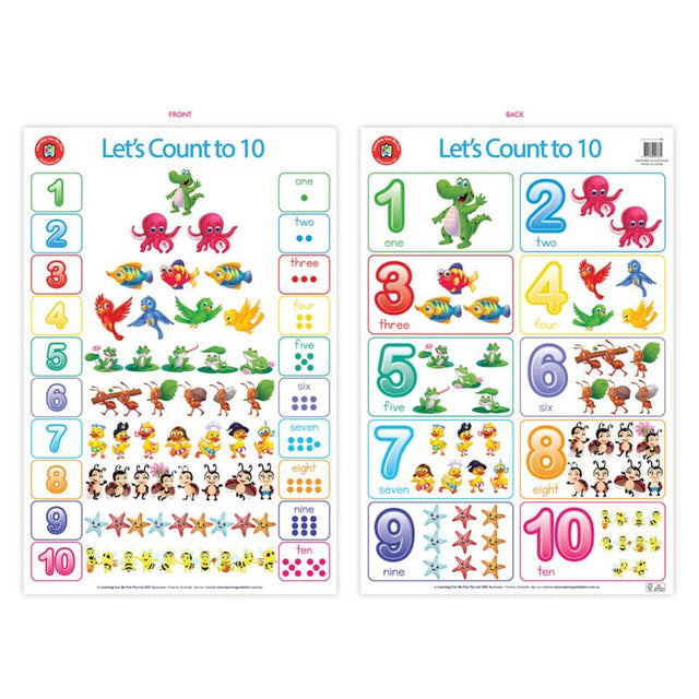Colorful LCBF Wall Chart poster featuring numbers 1 to 10, designed to engage early learners in counting and number recognition.