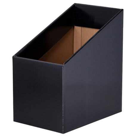 Pack of 5 black Elizabeth Richards Book Boxes, ideal for organizing books and stationery in classrooms or homes.