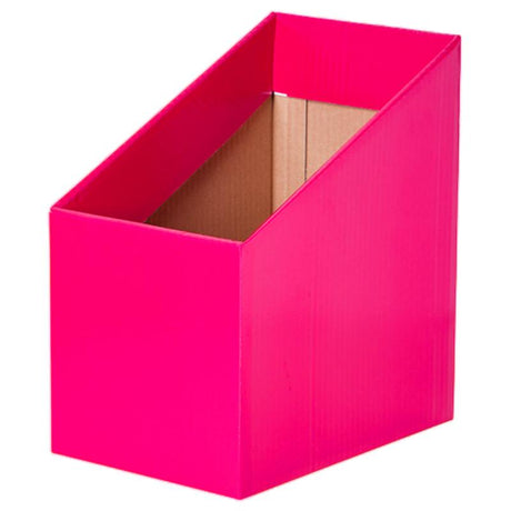 Magenta book boxes pack of 5, sturdy and stylish storage solution for classroom books and supplies.