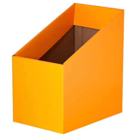 Vibrant orange Elizabeth Richards Book Box pack of 5, perfect for organizing books, papers, and supplies in any space.