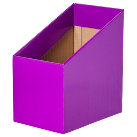 Pack of 5 deep purple Elizabeth Richards Book Boxes for stylish and versatile organization of books and supplies.