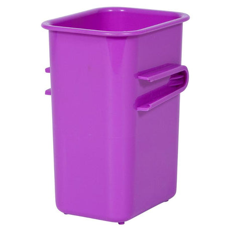 Vibrant purple connector tubs for organized storage of toys and supplies, featuring handles and flexible connectivity options.
