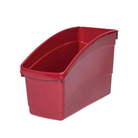 Elizabeth Richards Plastic Book and Storage Tub in Ruby, strong, high-back design for organizing books and documents stylishly.