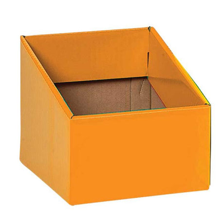 Bright orange storage boxes pack of 5 for organized classrooms, ideal for books and supplies, enhancing learning spaces.