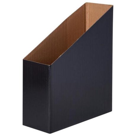 Black magazine storage boxes designed for organizing magazines and documents, ideal for home, office, or classroom use. Pack of 5.