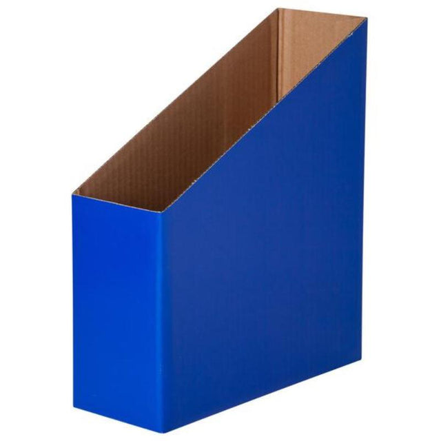 Pack of 5 stylish blue magazine boxes for organized storage of magazines and papers in home or classroom environments.