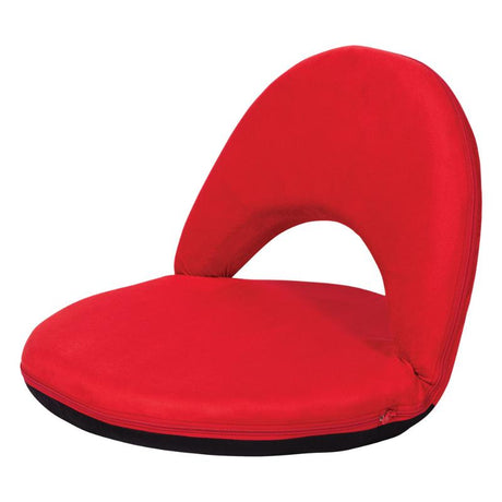 Vibrant red cushioned low chair designed for comfortable floor seating in classrooms and libraries, promoting active learning.