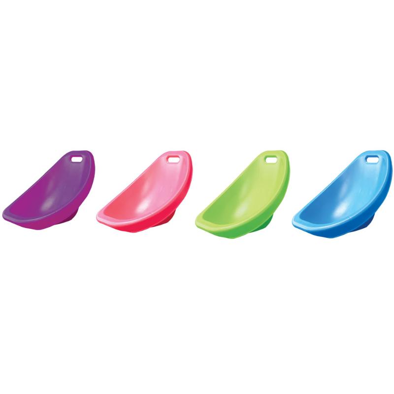 Colorful set of 4 lightweight scoop rocker chairs designed for comfort and active learning spaces, easy to clean and stack.