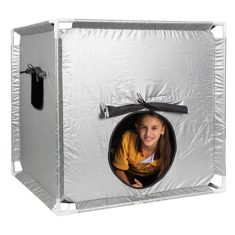 Brightly colored Elizabeth Richards Sensory Tent for therapy and play, featuring adjustable flaps for light control and spacious design.