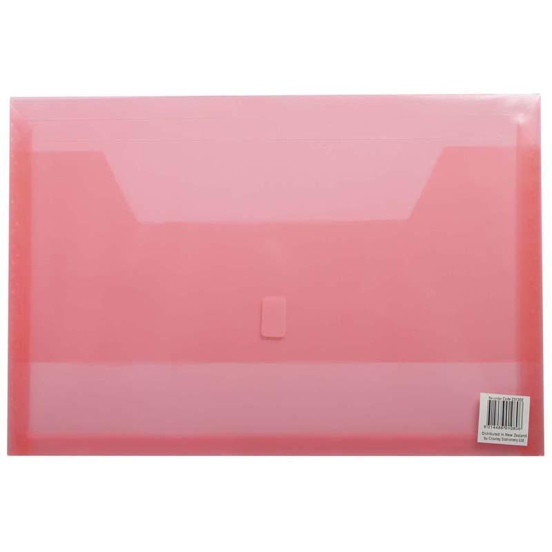 FM Wallet Polywally 325F in pink transparent, durable, water-resistant with fabric fastener for secure organization of essentials.