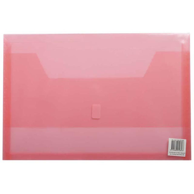 FM Wallet Polywally 325F in pink transparent, durable, water-resistant with fabric fastener for secure organization of essentials.