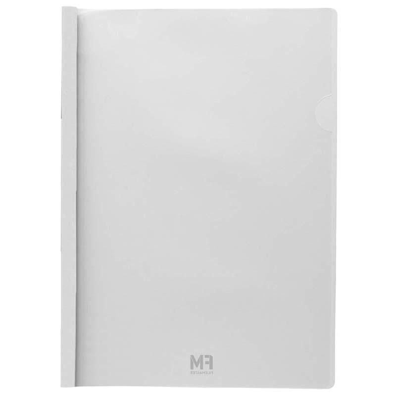 Clear A4 presentation book with white cover, holding up to 35 sheets, made from durable polypropylene for professional document display.