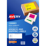 Vibrant Flo Orange Avery Shipping Labels, 99.1x38.1mm, 14-up layout for enhanced visibility and easy customization.