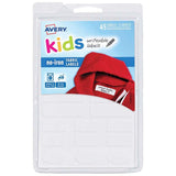 Avery Kids no-iron fabric labels in assorted shapes for easy labeling of clothing and personal items, durable and washable.