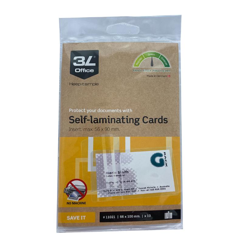 Transparent self-laminating business cards, 56x90mm, 10 pack, durable, moisture-resistant, for professional networking.