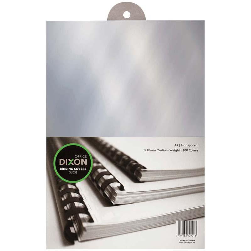 Clear PVC binding covers in A4 size, 0.18mm thickness, 100-pack; ideal for protecting and showcasing documents elegantly.