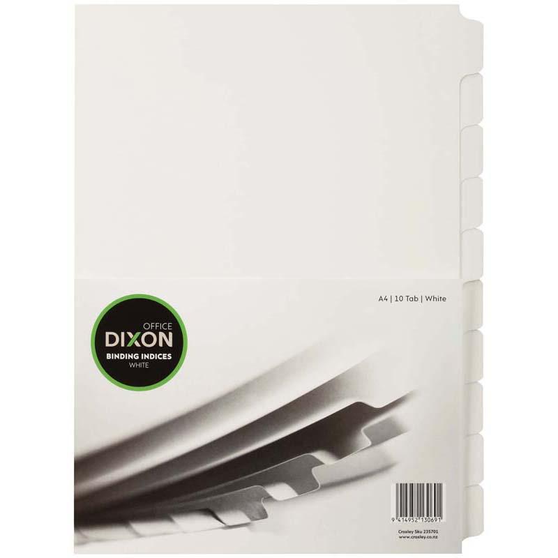 Dixon Binding Indices A4 with 10 white tabs for efficient document organization and easy custom labeling.